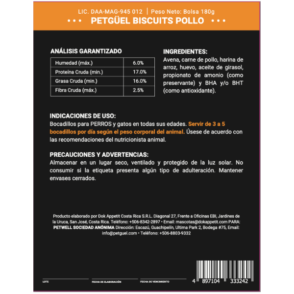 Vet Petgüel Biscuits Pollo 180g