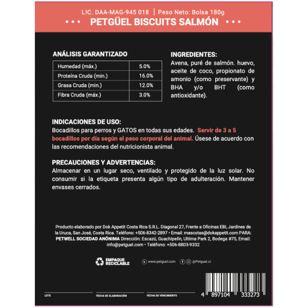 Vet Petgüel Biscuits Salmon 180g