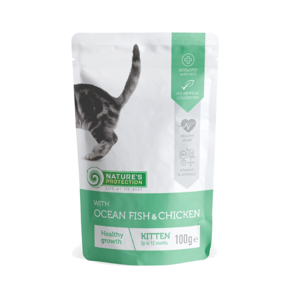 Natures Protection With Ocean Fish & Chicken Kitten Healthy Growth Pouch 100g