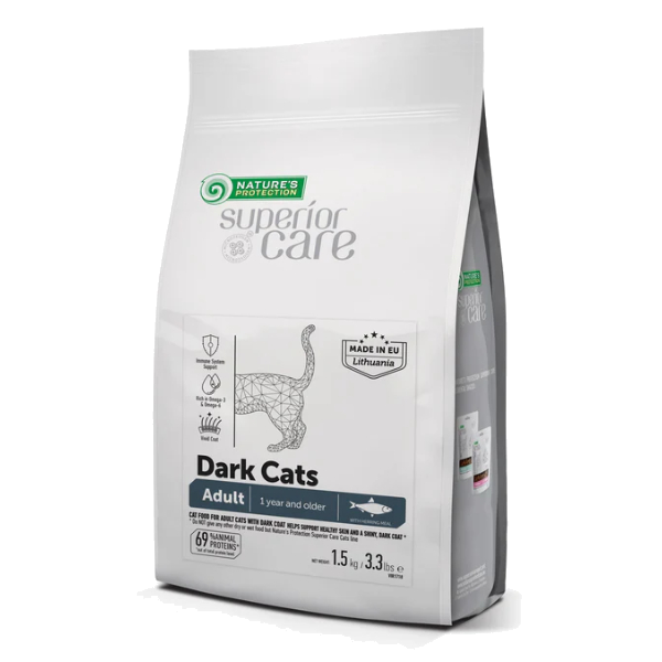 Natures Protection Dark Coat Cat Adult - Herring 1.5Kg