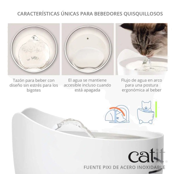 Catit Pixi Fuente De Agua Acero Inoxidable