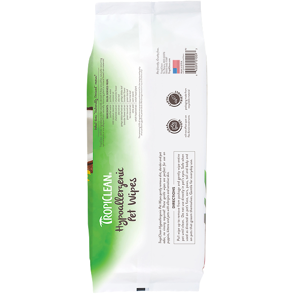 Tropiclean Hypoallergenic Deodorizing Wipes For Pets