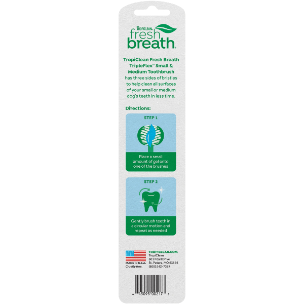 Tropiclean Tripleflex Toothbrush For Small & Medium Dogs