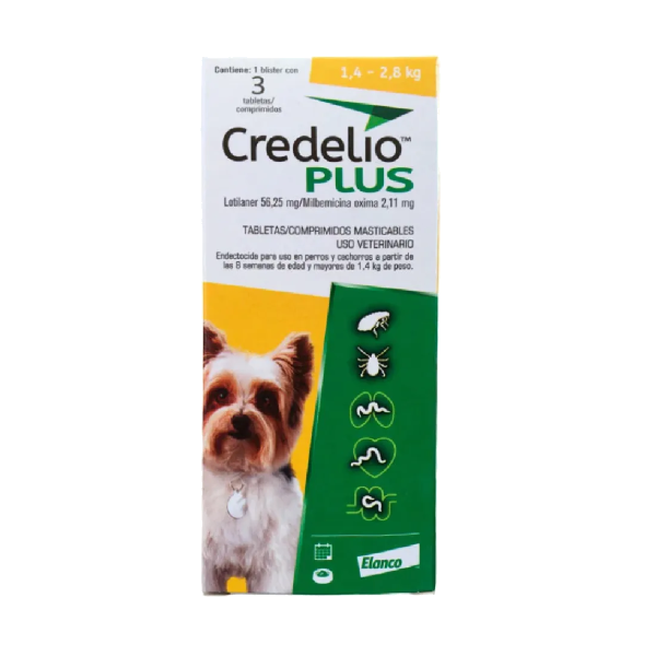 Credelio Plus 1.4kg a 2.8kg - Amarilla (Por Pastilla)