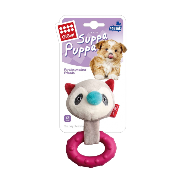 Gigwi Suppa Puppa Coons Size Squeaker Inside Plush/Rubber