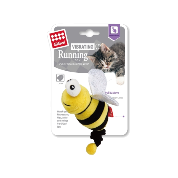 GiGwi Vibrating Running Bee Toy with Catnip for Cats