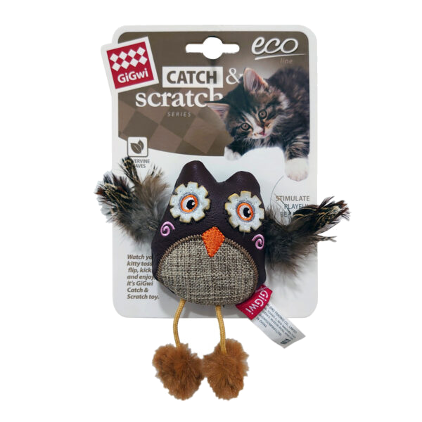 GiGwi Catch & Scratch Eco Line with Silvervine and Leatherette - Owl