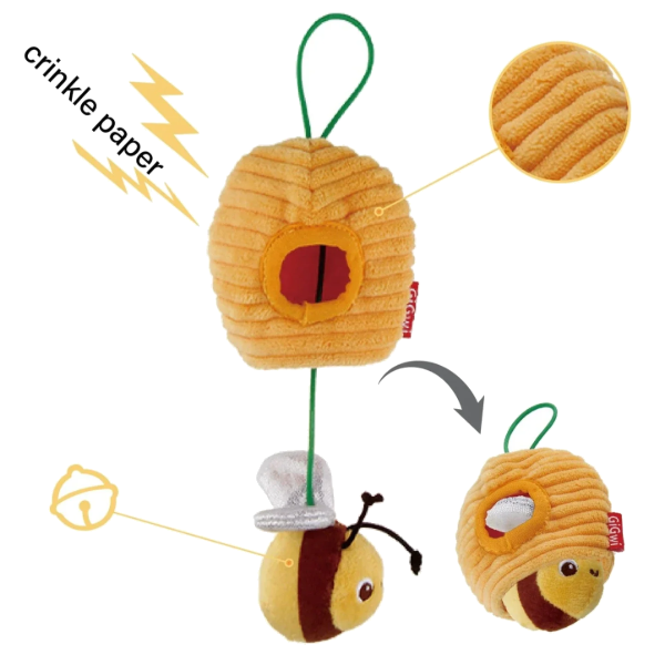 Gigwi Bee w/ Stump with Crinkle Paper/Rattle Plush