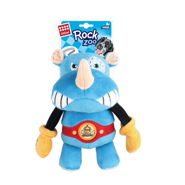 Gigwi Rock Zoo King Boxer Rhino with Squeaker M/L