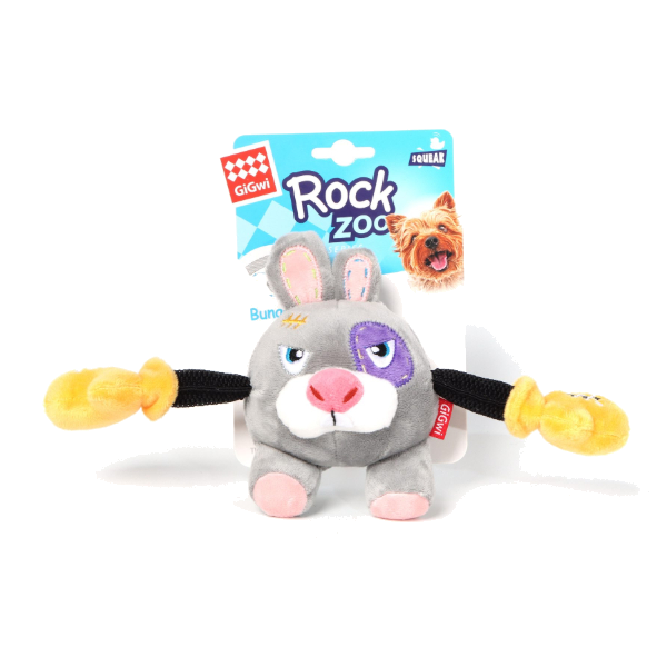 Gigwi Rock Zoo King Boxer Rabbit with Squeaker & Crinkle Papers
