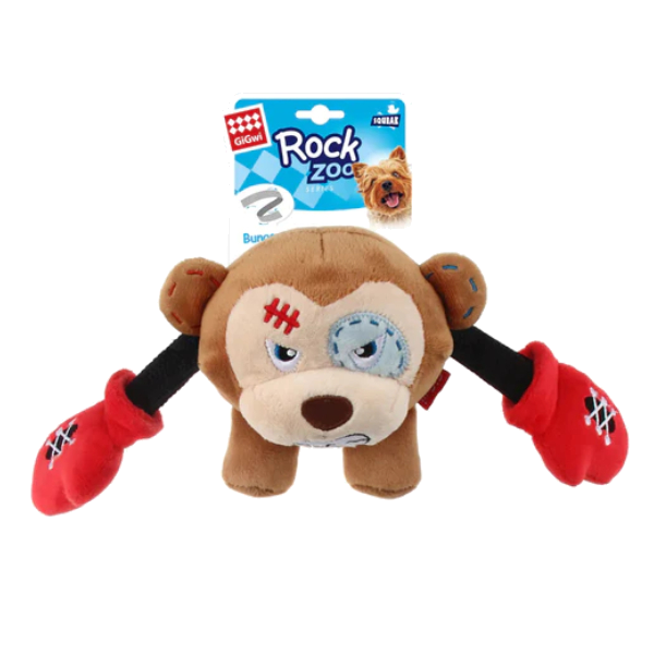 Gigwi Rock Zoo King Boxer Monkey with Squeaker & Crinkle Papers