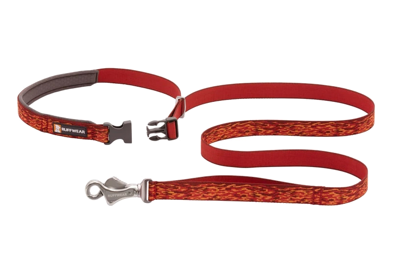 Nuevo-RuffWear Flat Out Adjustable Dog Leash - Ember Distortion