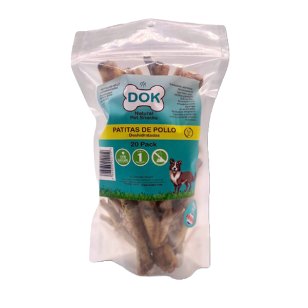 Dok Appetit Natural Pet Bakery Patitas De Pollo Deshidratadas 20 Unidades