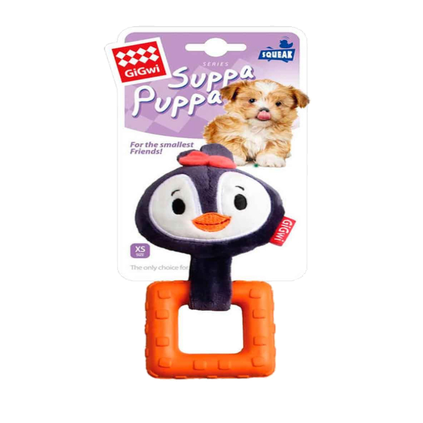 Gigwi Suppa Puppa Penguin Small Squeaker Inside Plush/Rubber