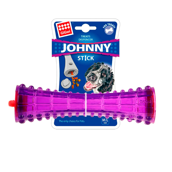 Gigwi Treats Dispenser 'Johnny Stick' Durable TPR Transparent Purple