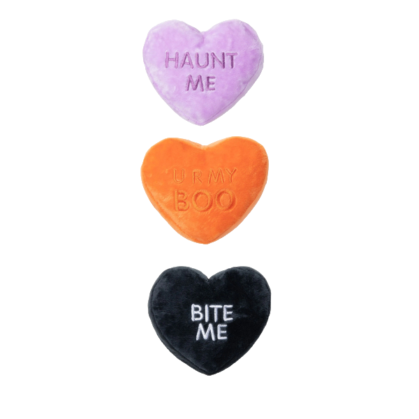 FuzzYard Peluche Dog Toy - Spooky Candy Hearts 3PK