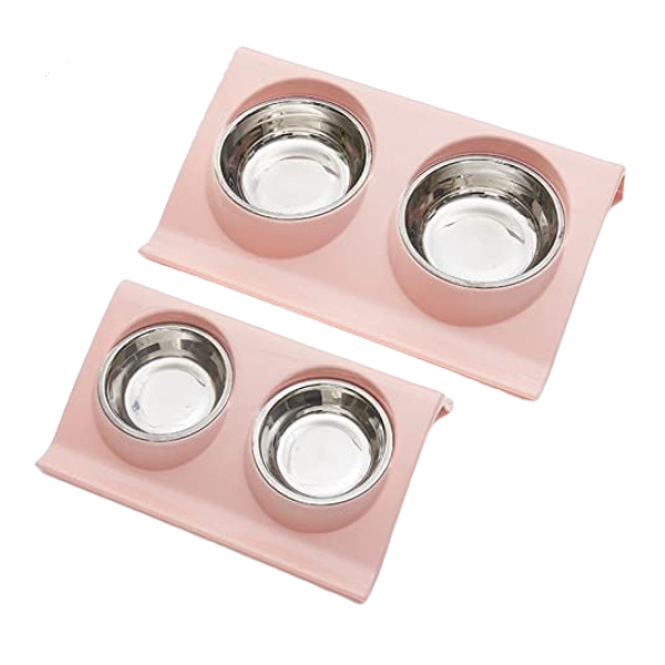 Vencor-Comedero Doble De Acero Inoxidable talla S 29X18,5X6,2CM