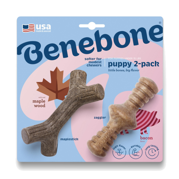 Benebone Puppy 2-Pack Maplestick/Zaggler Bacon Tiny
