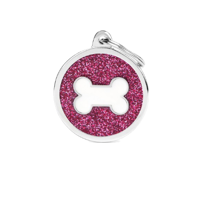 Myfamily Placa Shine Círculo Con Purpurina Hueso