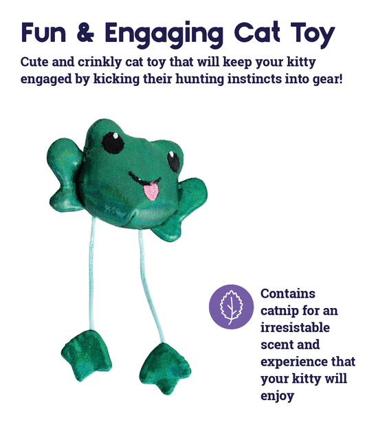Outward Hound Toss 'N Dangle Frog Catnip Cat Toy, Green
