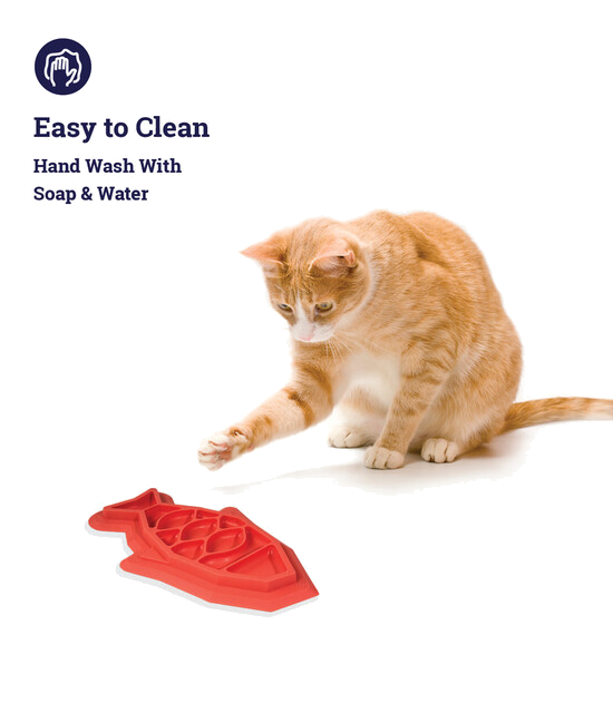 Outward Hound Fishie Fun Feed Mat Cat Slow Feeder, Pink