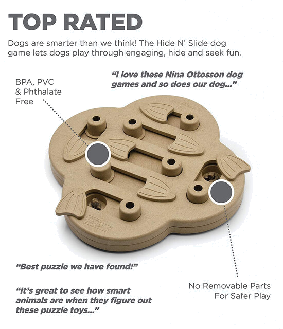 Outward Hound Dog Hide N' Slide Interactive Treat Puzzle Dog Toy, Tan