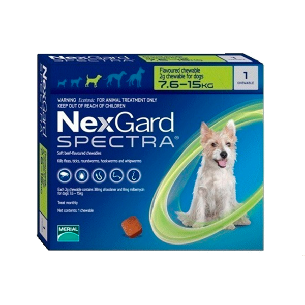 Nexgard Spectra M.(7.6 a 15 Kg.UNIDAD) VERDE