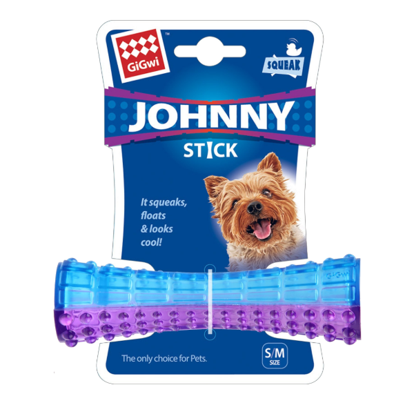 Gigwi Small Johnny Stick 'Squeaker' transparent purple/blue