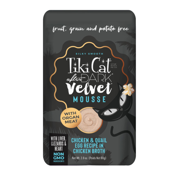 Tiki Cat After Dark Velvet Mousse Chicken And Quail Egg Recipe In Chicken Broth Pouch