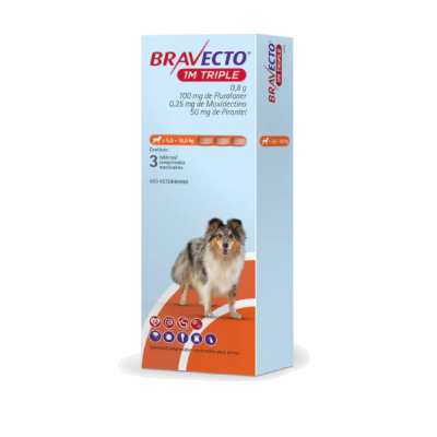 Bravecto 1M Triple Canino 100mg 4.5 a 10kg (Naranja)