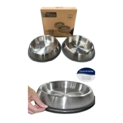 EASA - PetFusion Premium - Juego de Platos para Perros y Gatos 32 oz / Acero Inoxidable