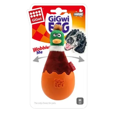 Gigwi - EGG Wobble Fun Brown duck TPR and Plush combination 