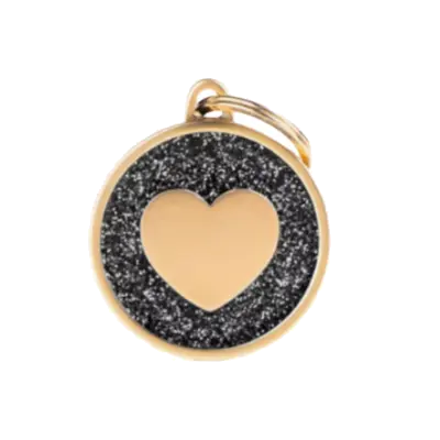 My Family - Corazon Circulo Shine Satin Gold Negro Large