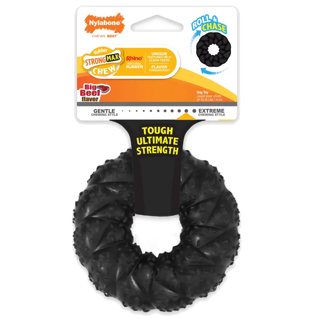 Nylabone - Juguete Masticable De Anillo Trenzado Para Perros, Carne de Res, Mediano/ hasta 35 Libras