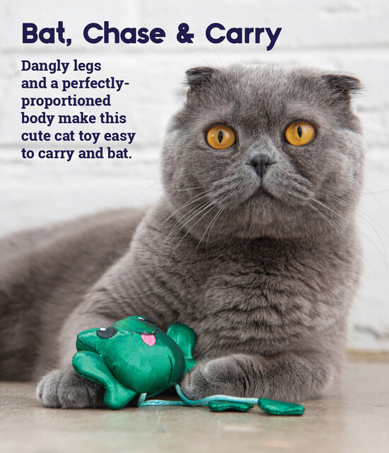 Outward Hound Toss 'N Dangle Frog Catnip Cat Toy, Green
