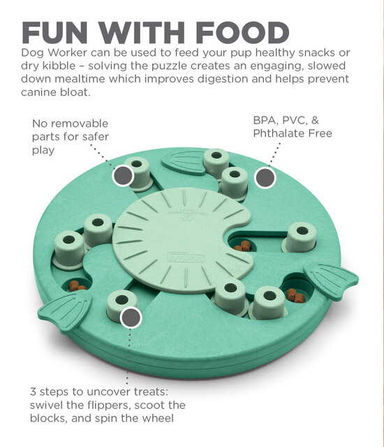 Outward Hound Dog Worker Interactive Treat Puzzle Dog Toy, Green