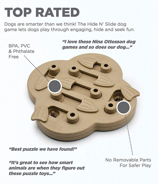 Outward Hound Dog Hide N' Slide Interactive Treat Puzzle Dog Toy, Tan