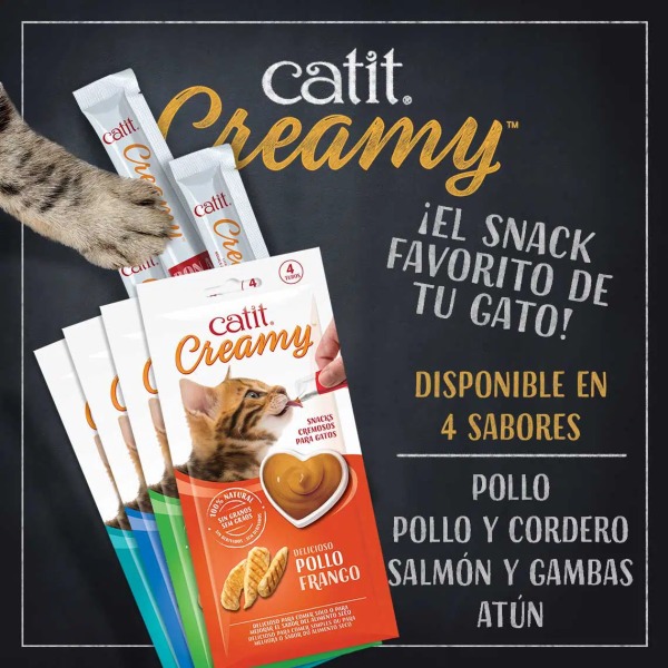 Catit Snacks Para Gatos Creamy – 4 Tubos 10Gr