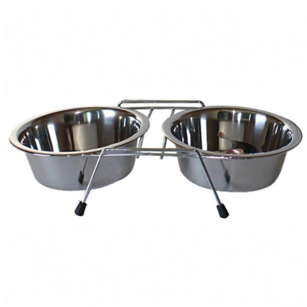 Comedero doble rack con 2 platos de 1.8L (2 cuartas)