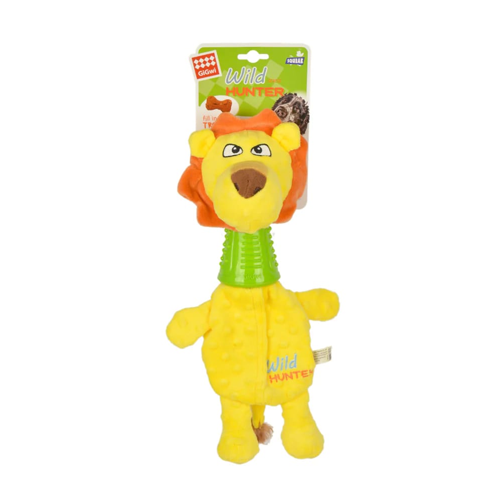 Gigwi Lion-Plush Dog Toy With Tpr Neck
