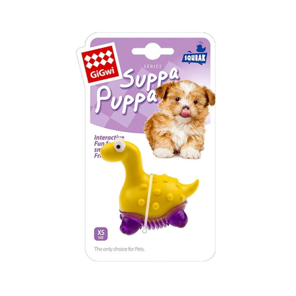 Gigwi Suppa Puppa Dino - Yello with purple with squeaker