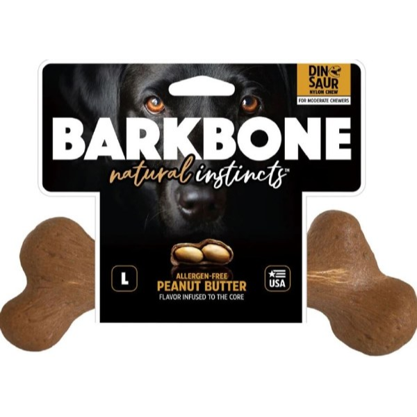 BarkBone -Pet Qwerks Dinosaur Peanut Butter y Wood