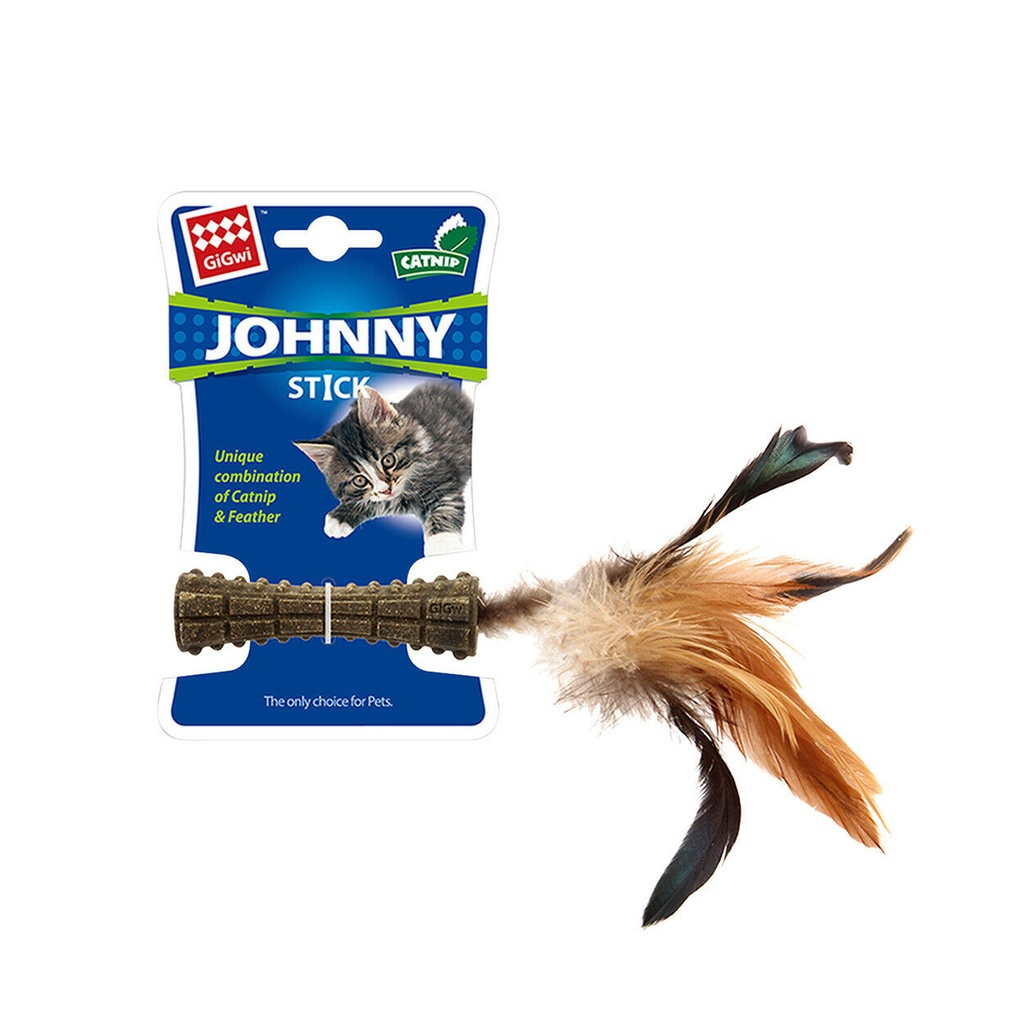 Gigwi Catnip Johnny Stick With Natural Feather