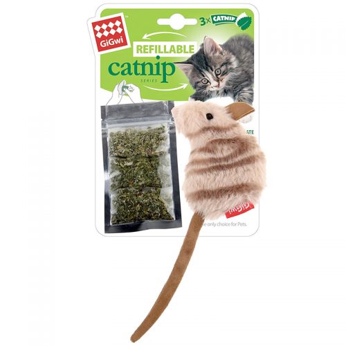 Gigwi Rodent Refillable Catnip With 3 Catnip Tea Bags In Ziplock Bag White Mouse
