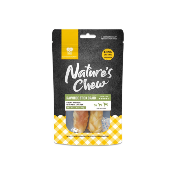 Natura Nourish Rawhide Stick Braid Chicken 40g
