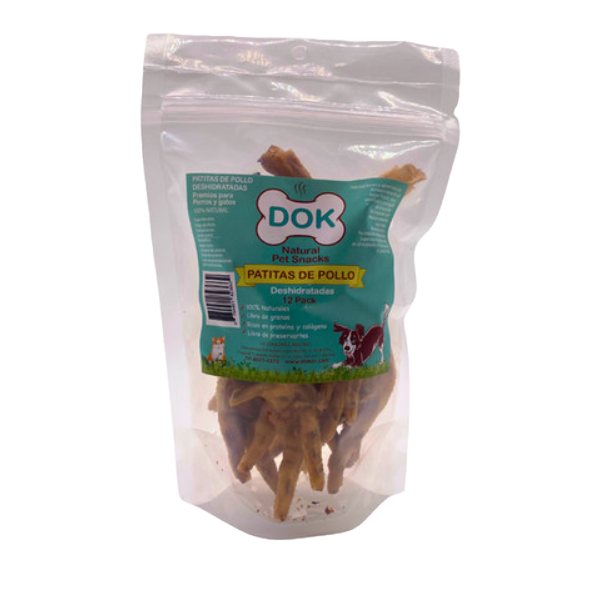 Dok Appetit Natural Pet Bakery Patitas De Pollo Deshidratadas 12 Unidades
