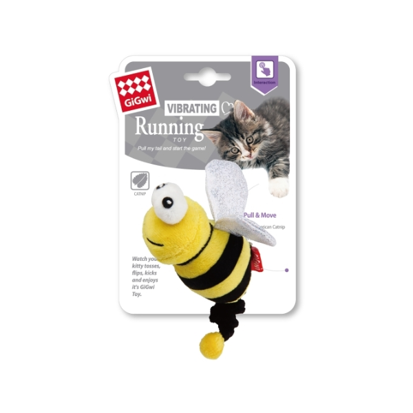 GiGwi Vibrating Running Bee Toy with Catnip for Cats