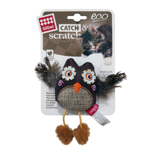 GiGwi Catch & Scratch Eco Line with Silvervine and Leatherette - Owl