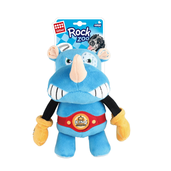 Gigwi Rock Zoo King Boxer Rhino with Squeaker M/L