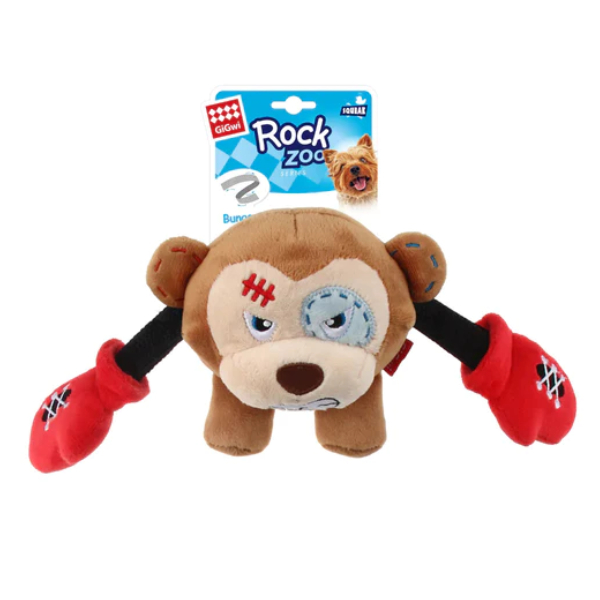 Gigwi Rock Zoo King Boxer Monkey with Squeaker & Crinkle Papers